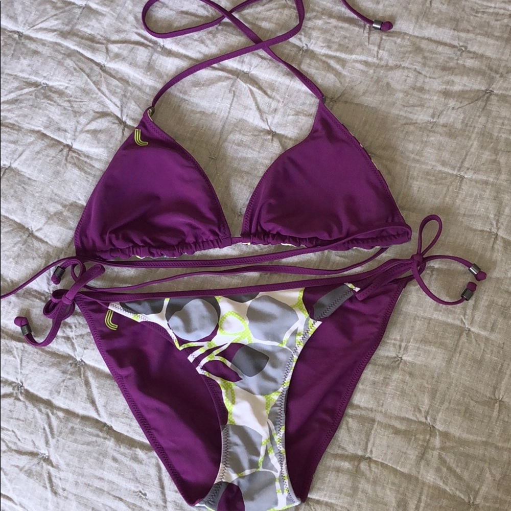 Lole reversible triangle top bikini set